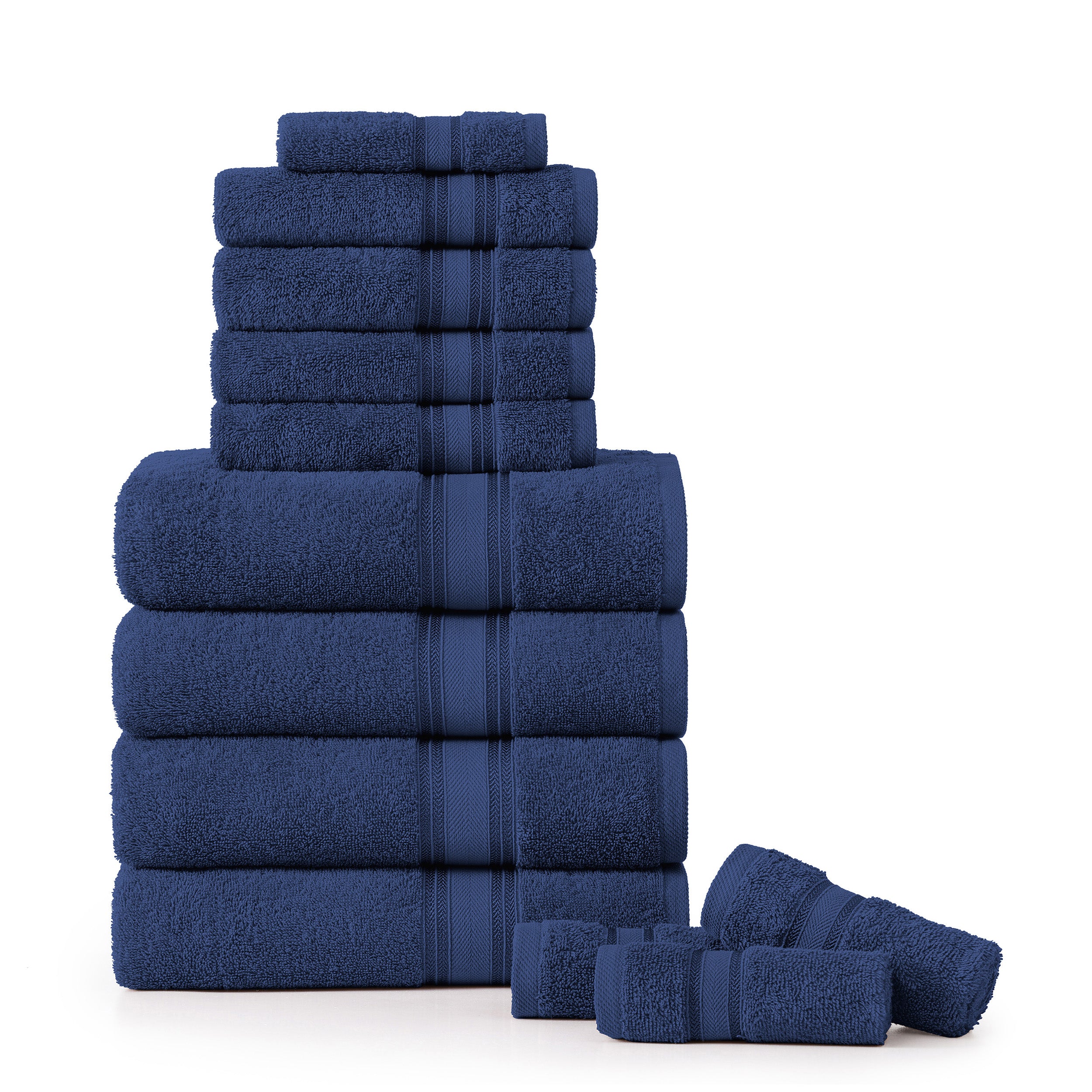 12 Piece 100% Cotton Towel Set 550GSM - Navy